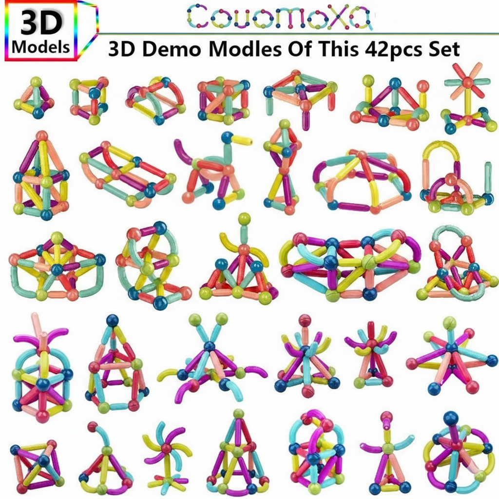 Magnetic Building Blocks Set for Kids, STEM Montessori Rods & Balls Construction Toy, Creative Learning & Spatial Skills, Ages 3–8