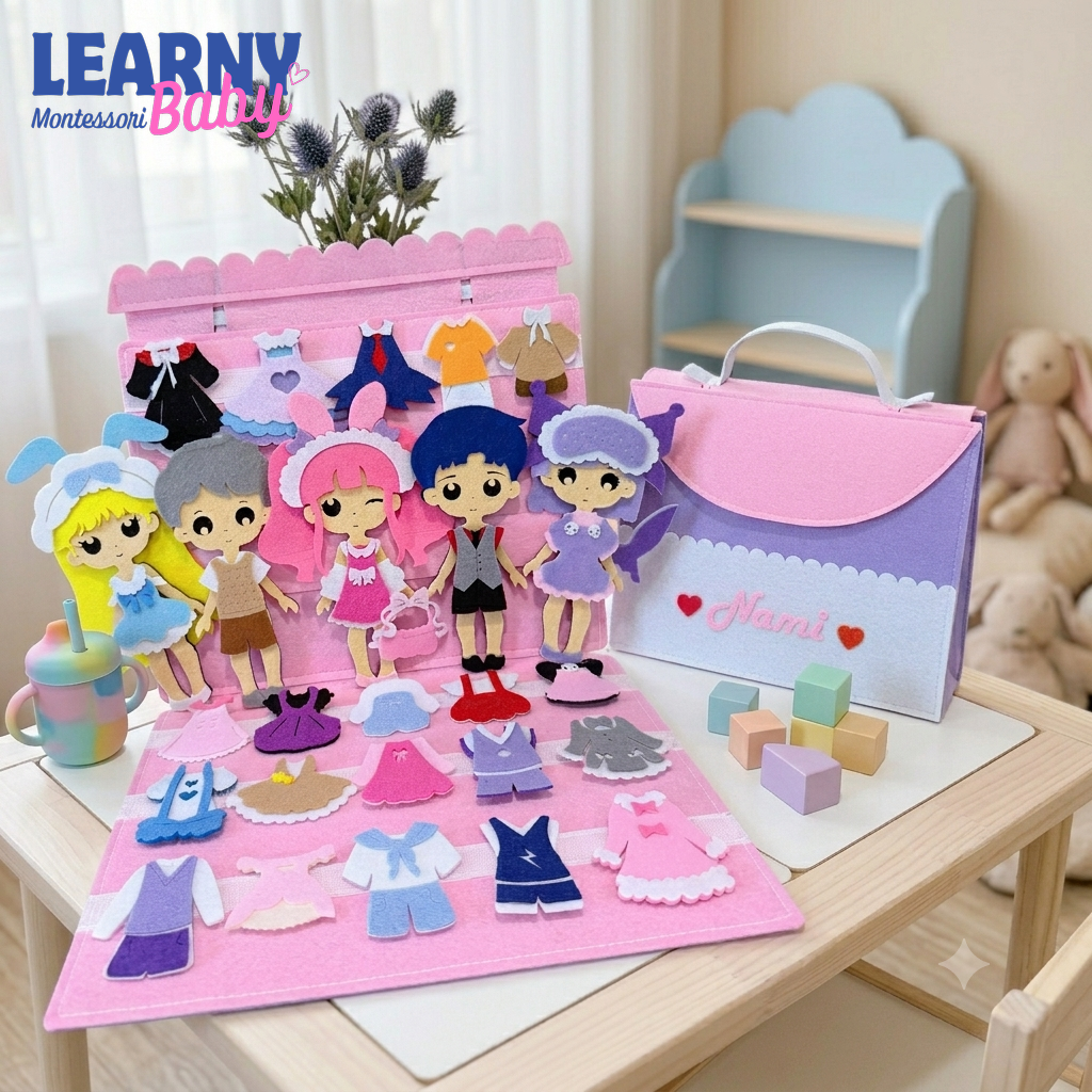 Personalized Felt Dress Up Busy Board for Girls, Princess Pretend Play Quiet Book, Toddler Travel Toy, Montessori Gift QBLB60