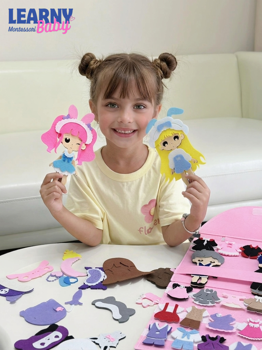 Personalized Felt Dress Up Busy Board for Girls, Princess Pretend Play Quiet Book, Toddler Travel Toy, Montessori Gift QBLB60