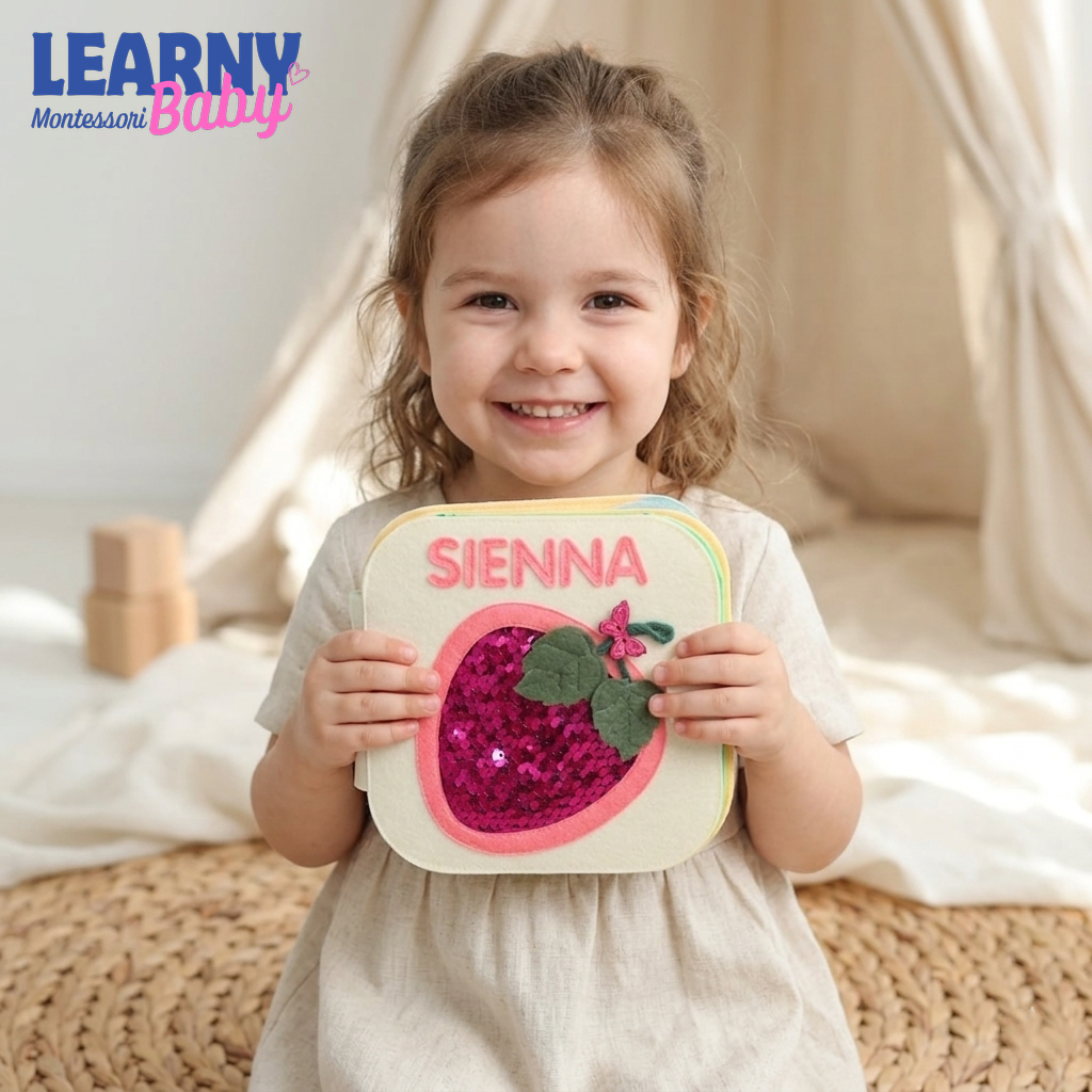 Custom Name Felt Quiet Book for Baby, Handmade Busy Book, Montessori Toddler Activity Book, Personalized Baby Shower Gift QBLB58