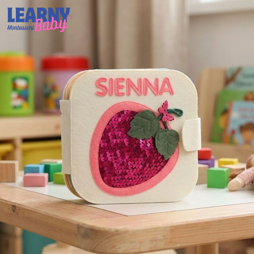 Custom Name Felt Quiet Book for Baby, Handmade Busy Book, Montessori Toddler Activity Book, Personalized Baby Shower Gift QBLB58