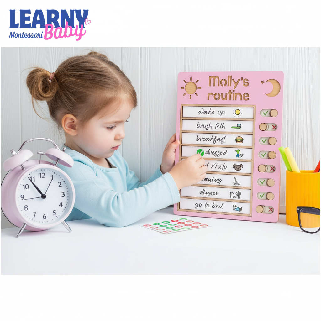 Customized Wooden Toddler Routine Chart, Visual Schedule for Kids, Daily Routine chart, Chore Chart for Kids, Homeschool Schedule