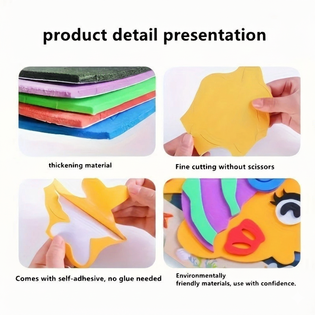 3D EVA Foam Animal Sticker Craft Set (10PCS) – Educational DIY Puzzle for Kids | Classroom & Home Activity, Ages 3–7