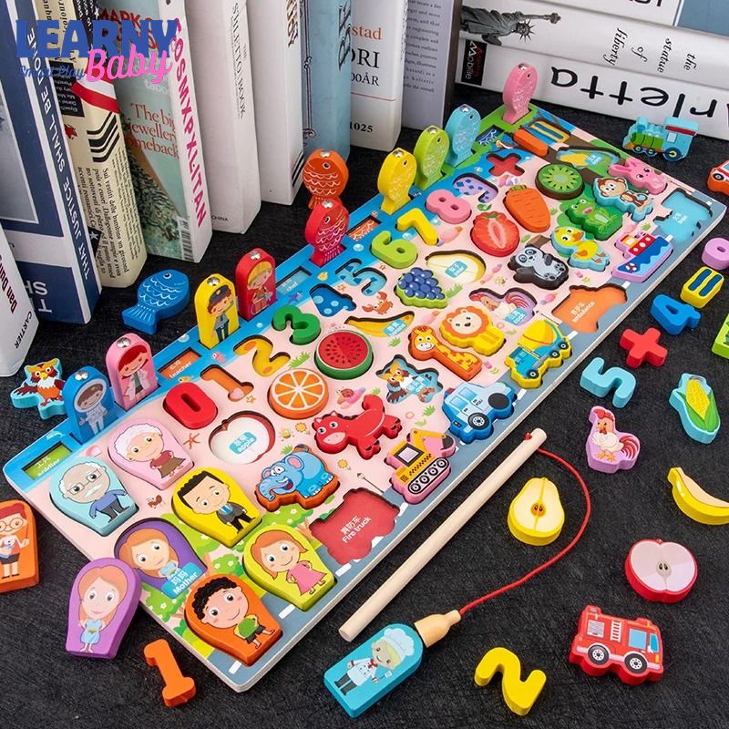 Montessori Wooden Number Sorting Puzzle for Kids, Color Matching Math Toy, Counting Learning Board, Fine Motor Skills Educational Toy