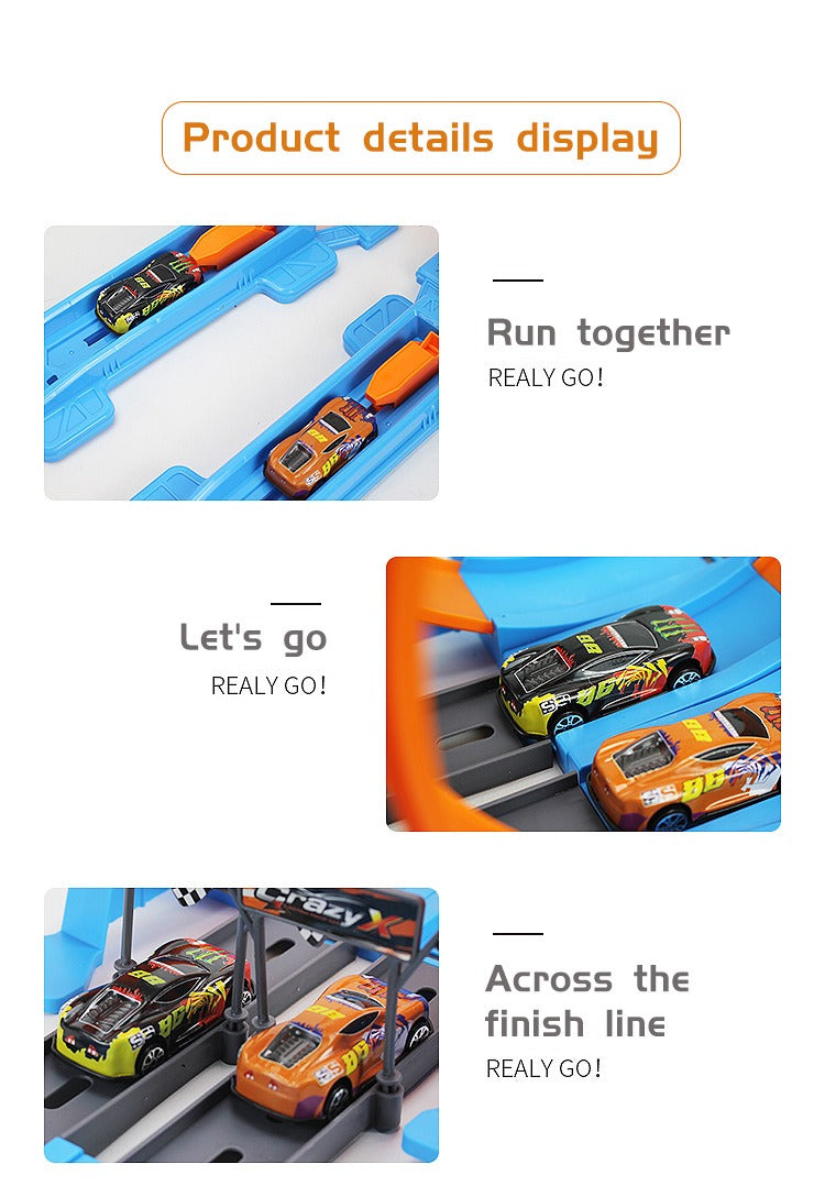 Hot Stunt Double Car Racing Track, DIY Assembly Rail Track Toy, Speed Racing & Logic Play for Kids Ages 3–8