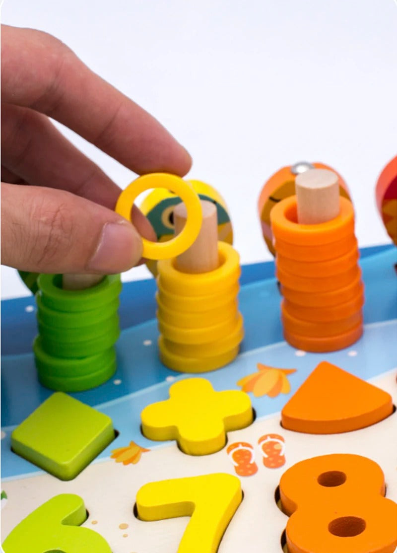 Montessori Wooden Number Sorting Puzzle for Kids, Color Matching Math Toy, Counting Learning Board, Fine Motor Skills Educational Toy