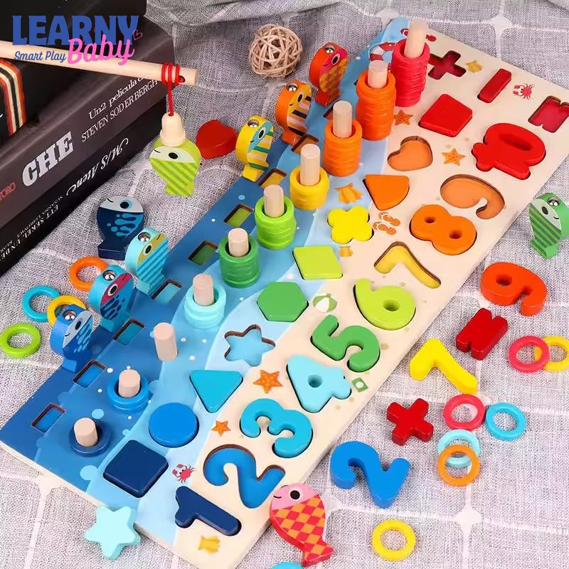 Montessori Wooden Number Sorting Puzzle for Kids, Color Matching Math Toy, Counting Learning Board, Fine Motor Skills Educational Toy