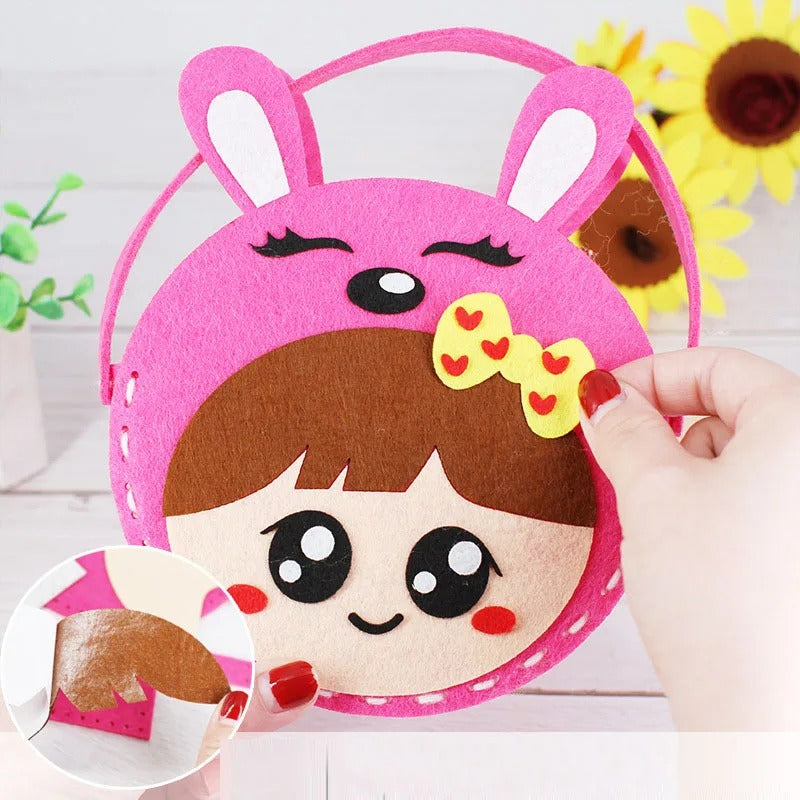 Kids DIY Fabric Handbag Craft Kit, Learn Sewing & Fine Motor Skills, Ages 6–12