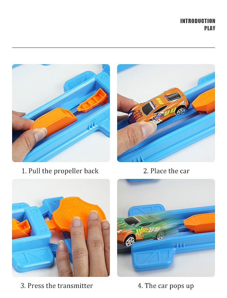 Hot Stunt Double Car Racing Track, DIY Assembly Rail Track Toy, Speed Racing & Logic Play for Kids Ages 3–8