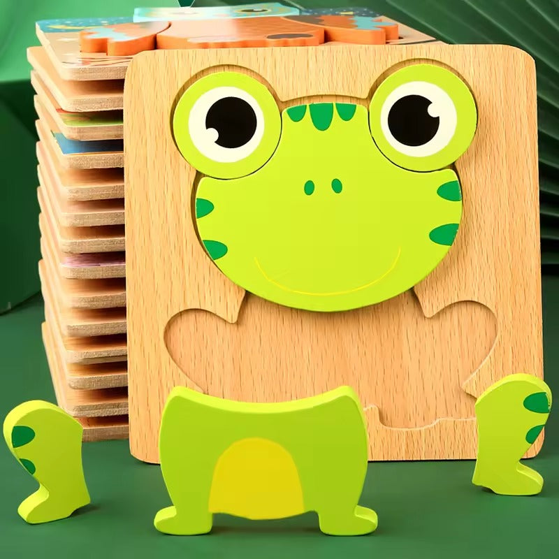 High Quality 3D Wooden Puzzle for Kids – Cartoon Animal & Traffic Jigsaw, Early Learning Cognitive Game Toy for Children Ages 3-6