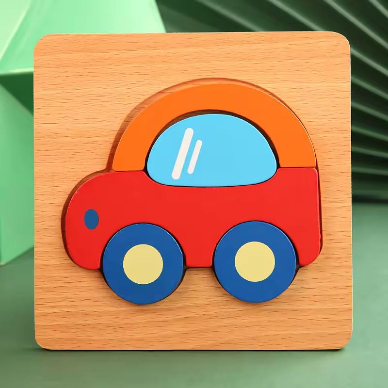 High Quality 3D Wooden Puzzle for Kids – Cartoon Animal & Traffic Jigsaw, Early Learning Cognitive Game Toy for Children Ages 3-6