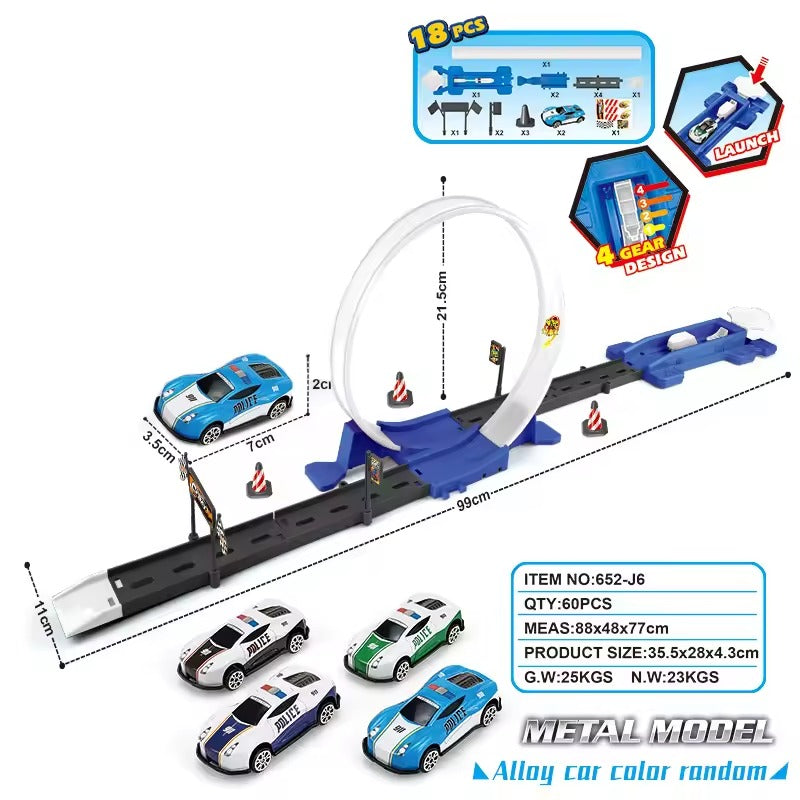 Hot Stunt Double Car Racing Track, DIY Assembly Rail Track Toy, Speed Racing & Logic Play for Kids Ages 3–8
