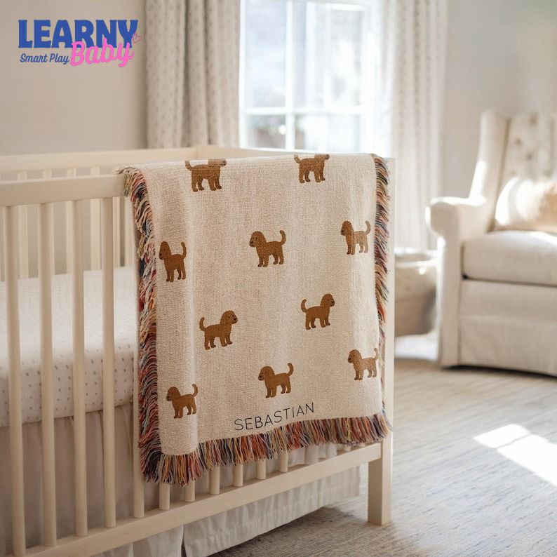 Personalized Goldendoodle Baby Blanket, Custom Name Dog Throw with Date, Puppy Lover Nursery Gift for Baby Boy Girl, Newborn Shower Present
