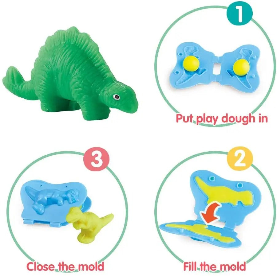 Dinosaur Playdough Set for Kids, Modeling Clay with 6 Dino Molds, Fine Motor & Creative Play, Ages 3–8