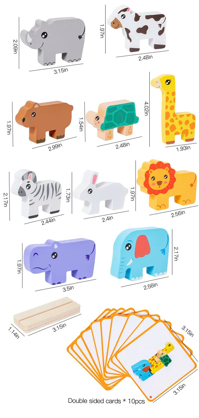 Wooden Animal Stacking Balance Toy, Montessori Shape Matching Puzzle, Fine Motor & Logic Skills, Ages 2–5