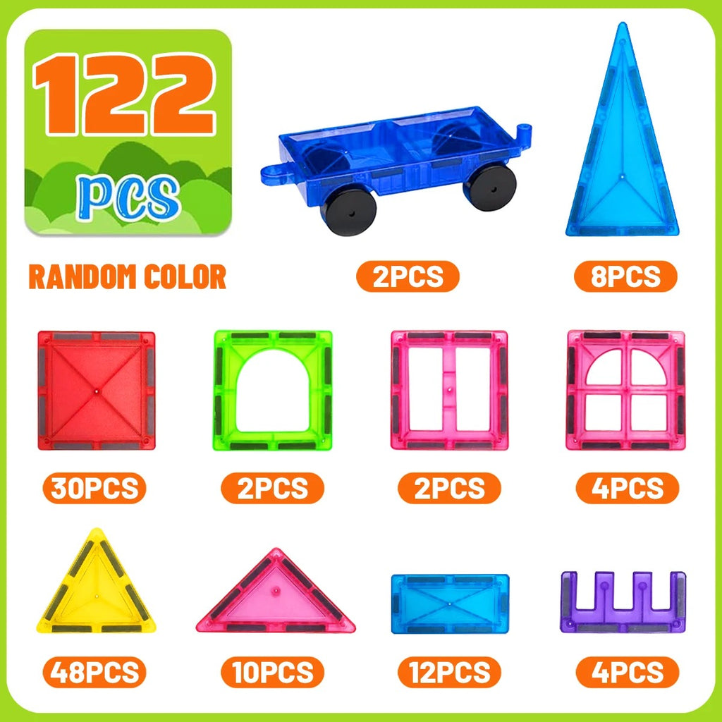 Magnetic Building Blocks Construction Set – STEM Montessori Sensory DIY Toy, Creative Learning & Spatial Skills, Ages 3–8