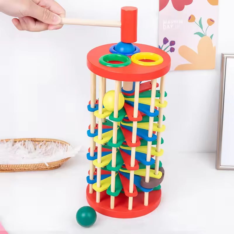 Wooden Ball Drop Knock Balls Table Game – Ladder Ramp Educational Toy for Preschool Learning, Family Fun & Developmental Play
