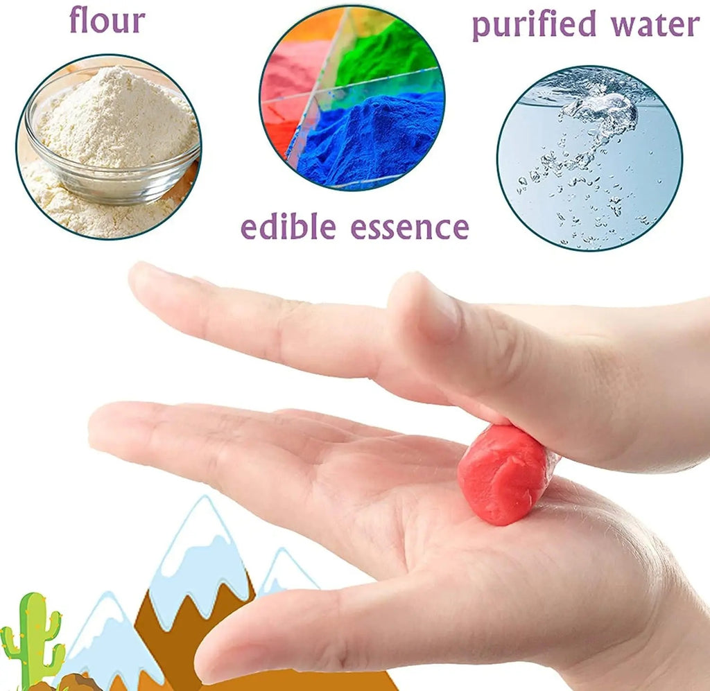 Dinosaur Playdough Set for Kids, Modeling Clay with 6 Dino Molds, Fine Motor & Creative Play, Ages 3–8