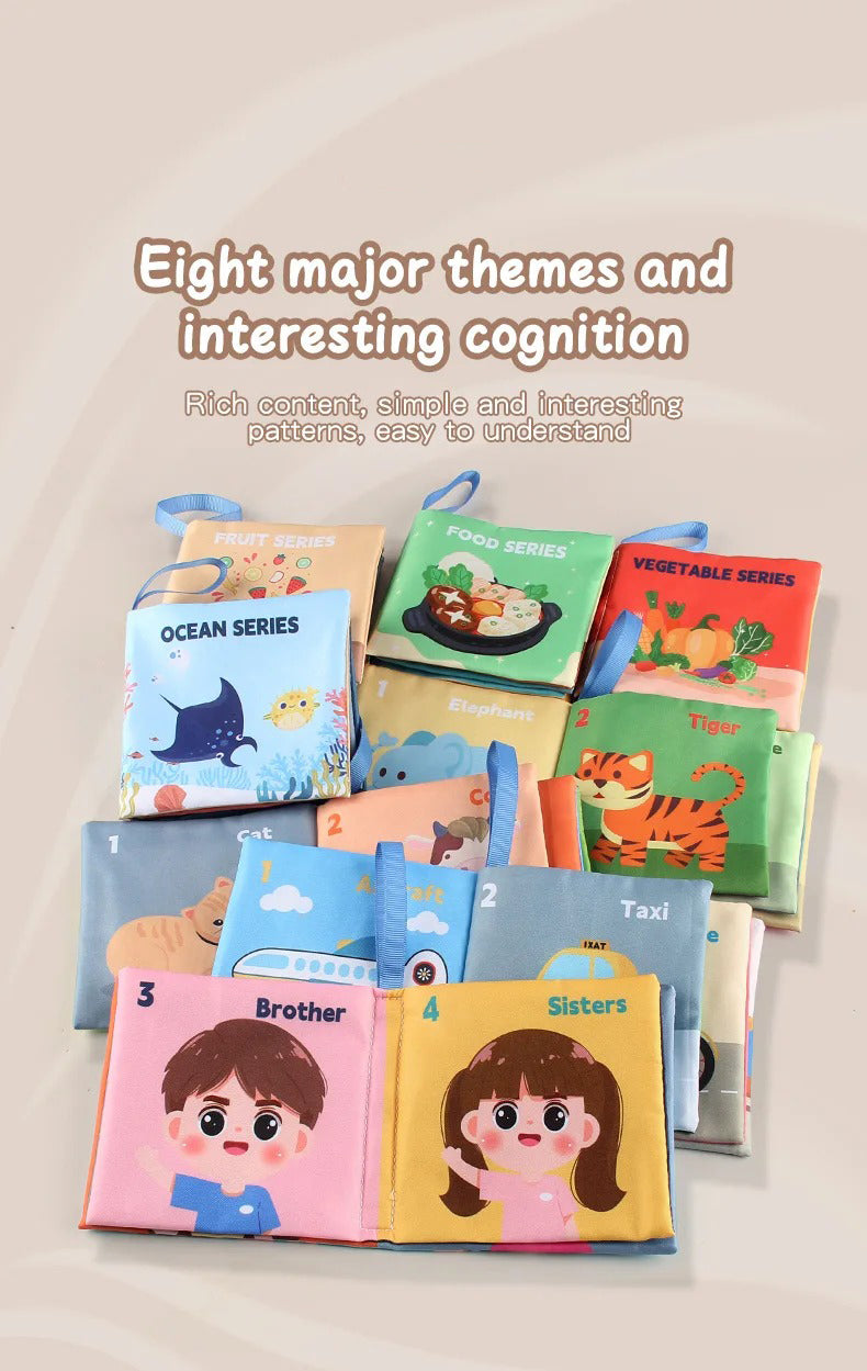 Montessori Soft Sensory Baby Book 3D Touch & Feel, High Contrast Cloth Book, Early Learning Toy LBBB01