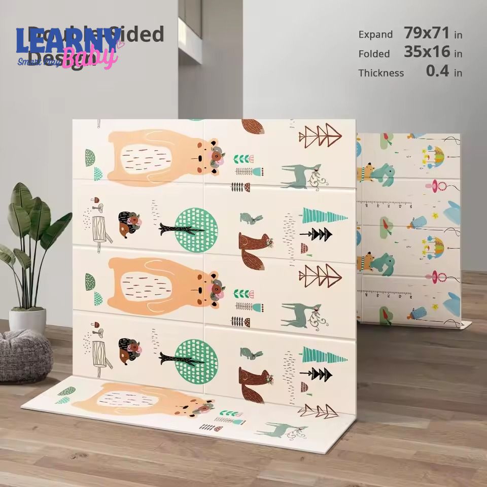 Foldable Baby Play Mat, Extra Large Waterproof Activity Playmats for Babies, Toddlers, Infants, Play & Tummy Time, Foam Baby Mat