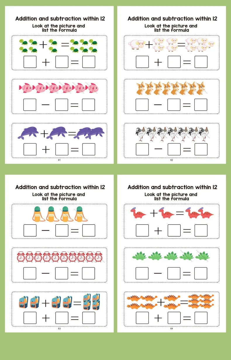 64-Page Preschool Math Workbook: Number Tracing, Addition & Subtraction for Kids 3+, Early Education Activities, Fun Illustrations