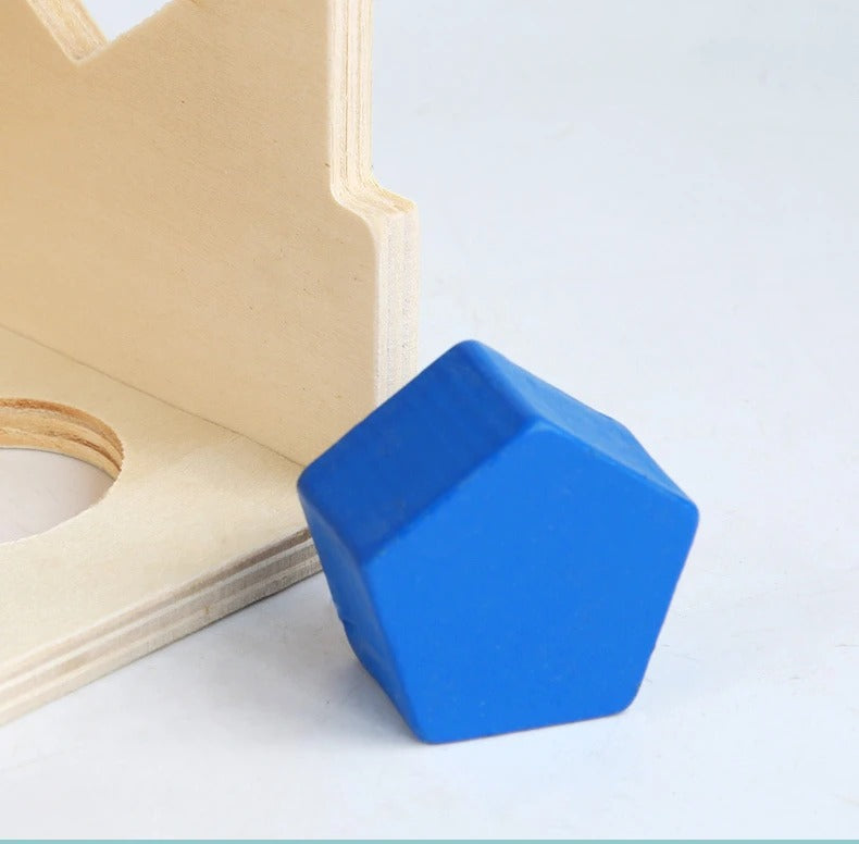Montessori Wooden Shape Sorter Box Toy with 15 Holes, 3D Geometric Puzzle, Fine Motor & Spatial Skills, Ages 1.5–4