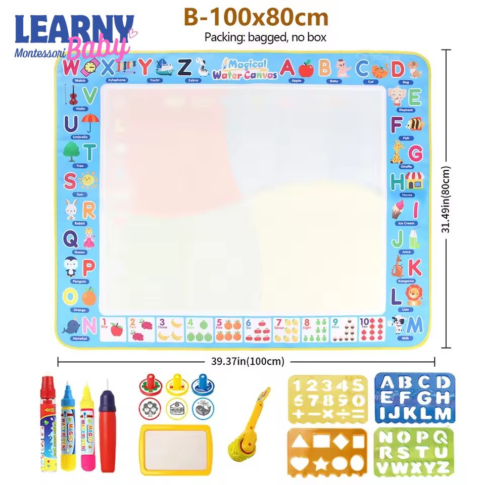 Magic Water Drawing Mat with Reusable Magic Pens Doodle Montessori Painting Board Educational Toys Kids Gifts