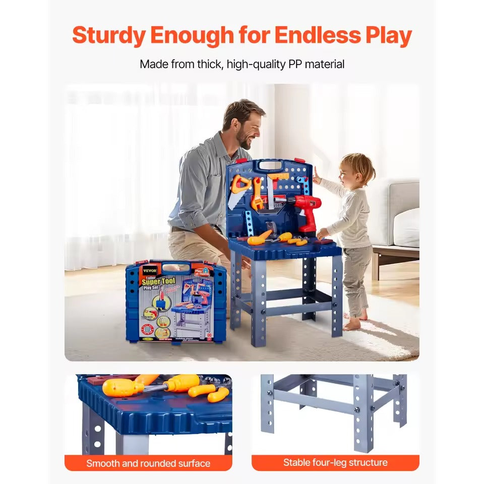 56-Piece Kids Tool Workbench Set – Pretend Play Construction Bench with Realistic Tools | Fine Motor & Role Play Skills, Ages 3–6