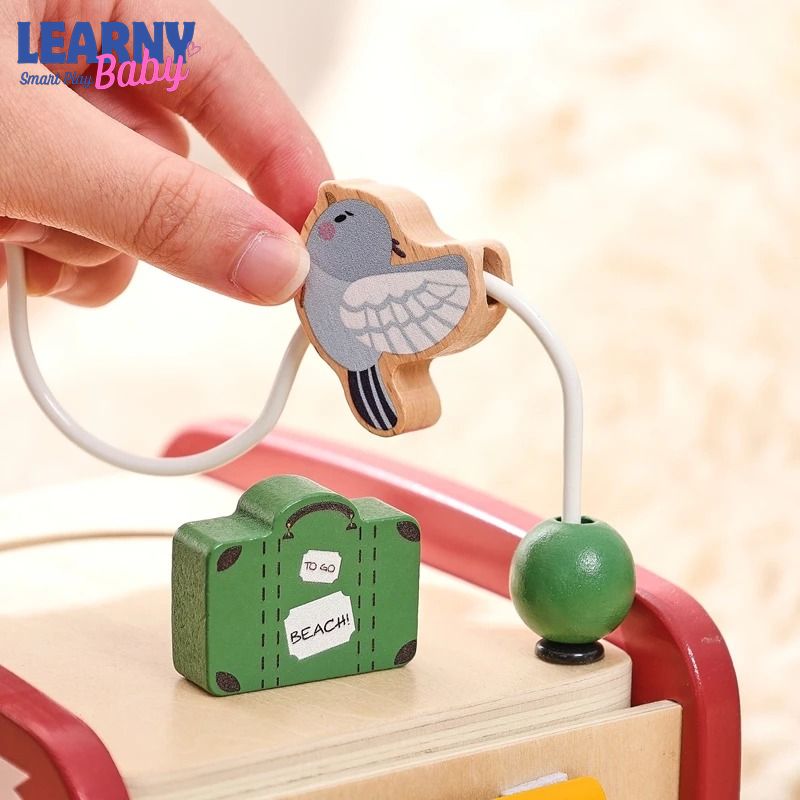 Montessori 5-in-1 Wooden Busy Box Toy for Babies 0–12 Months – Sensory & Early Learning Educational Gift