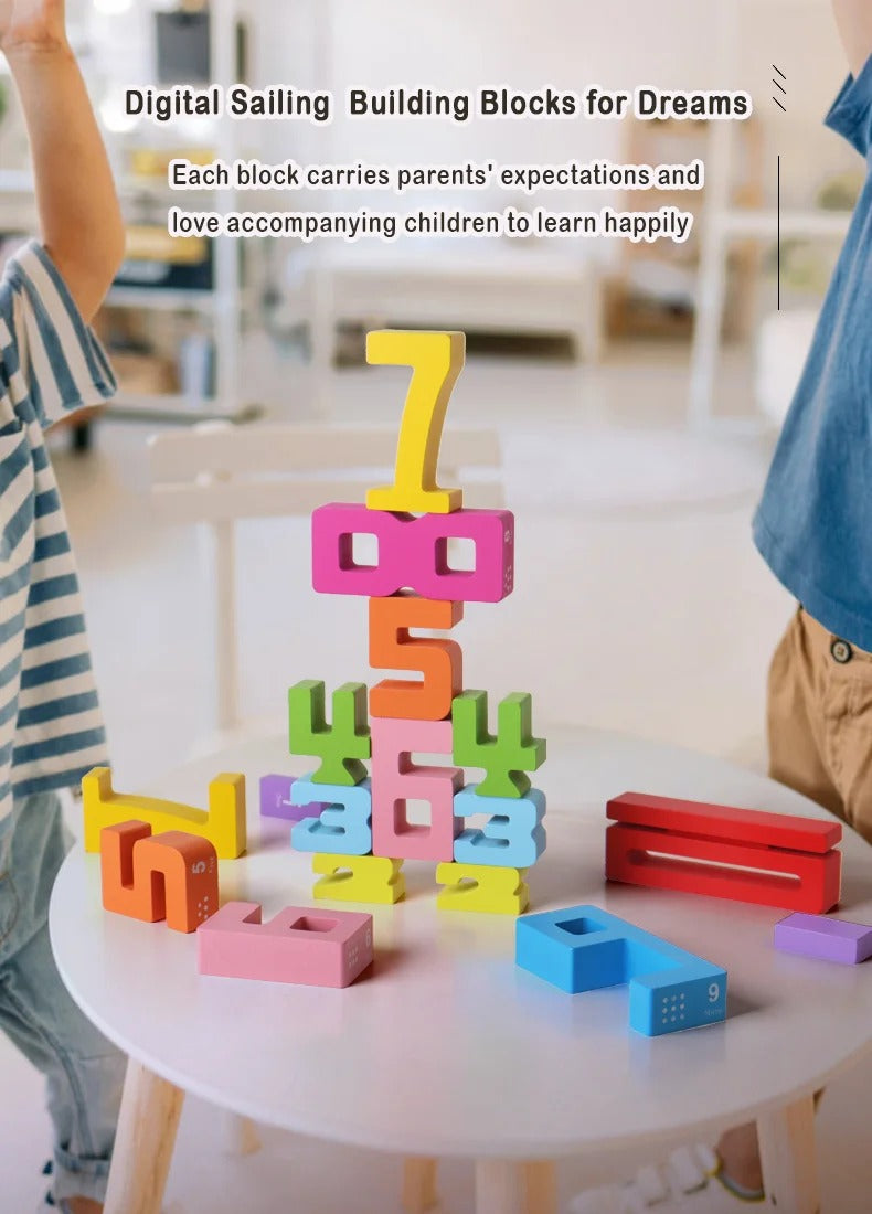 Montessori Wooden Number Blocks Puzzle – Stacking & Logic Brain Teaser Toy | Early Learning & Fine Motor Skills, Ages 2–5