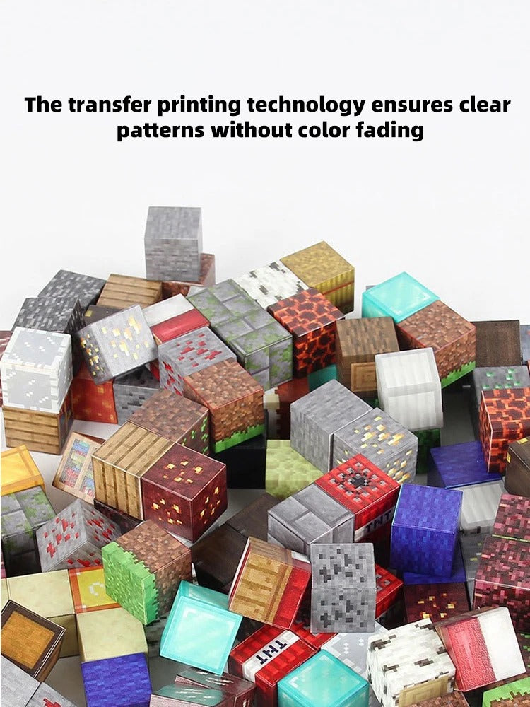 Magnetic Building Blocks Montessori STEM Toy – DIY Magnet Cube Set (Mine World Style) | Creative Construction for Kids Ages 3–8