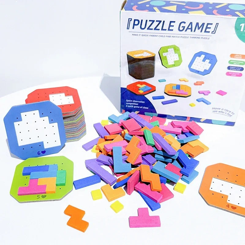 Colorful Wooden Geometry Jigsaw Board – Logical Thinking & Brain Training Toy (Ages 4+)
