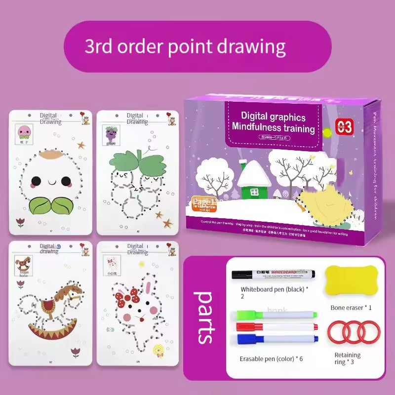 Montessori Stroke Line, Letter & Number Practice Copybook with Erasable Pens (Ages 3–6)