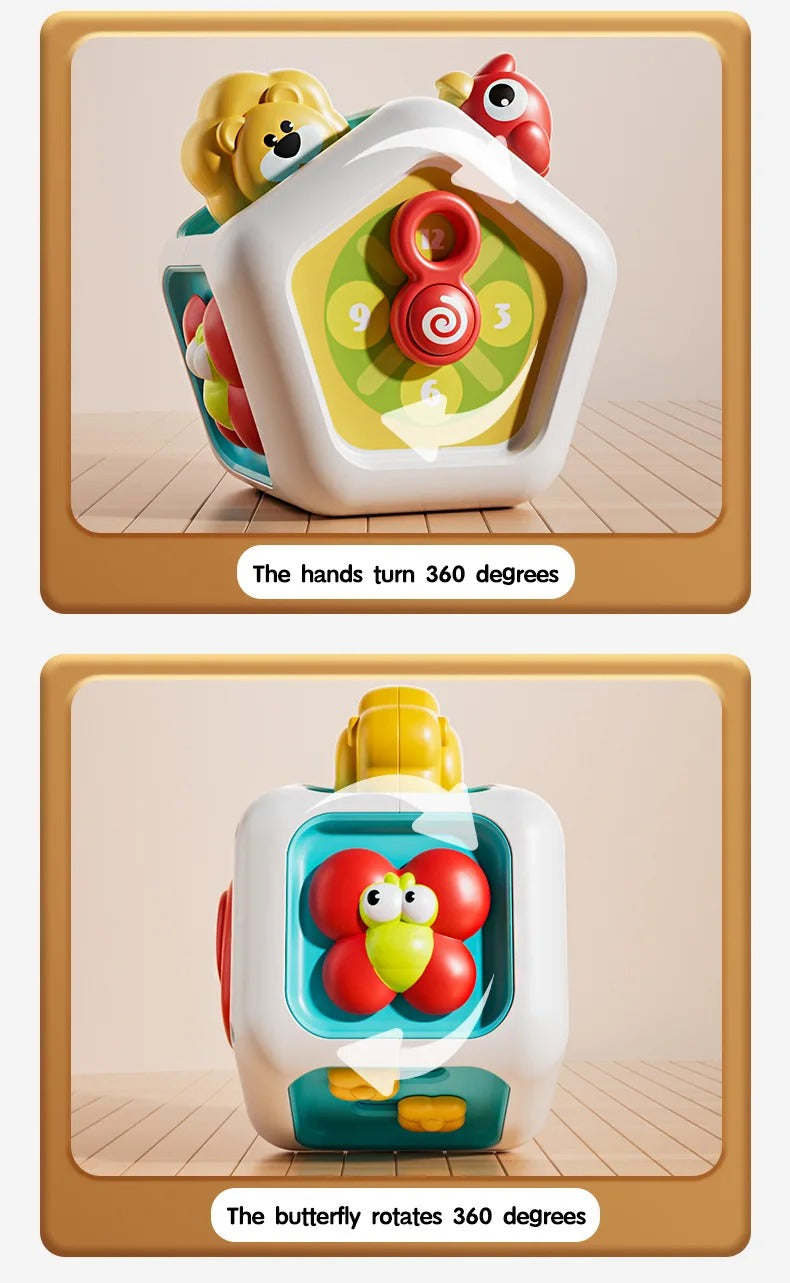 Baby Busy Board Cube Sensory Toy – Educational Toddler Learning Activity Box with Locks, Fine Motor Skills Travel Toy