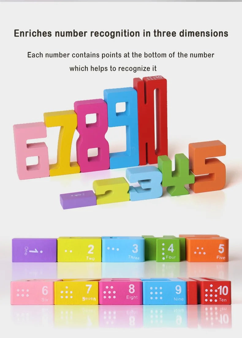 Montessori Wooden Number Blocks Puzzle – Stacking & Logic Brain Teaser Toy | Early Learning & Fine Motor Skills, Ages 2–5