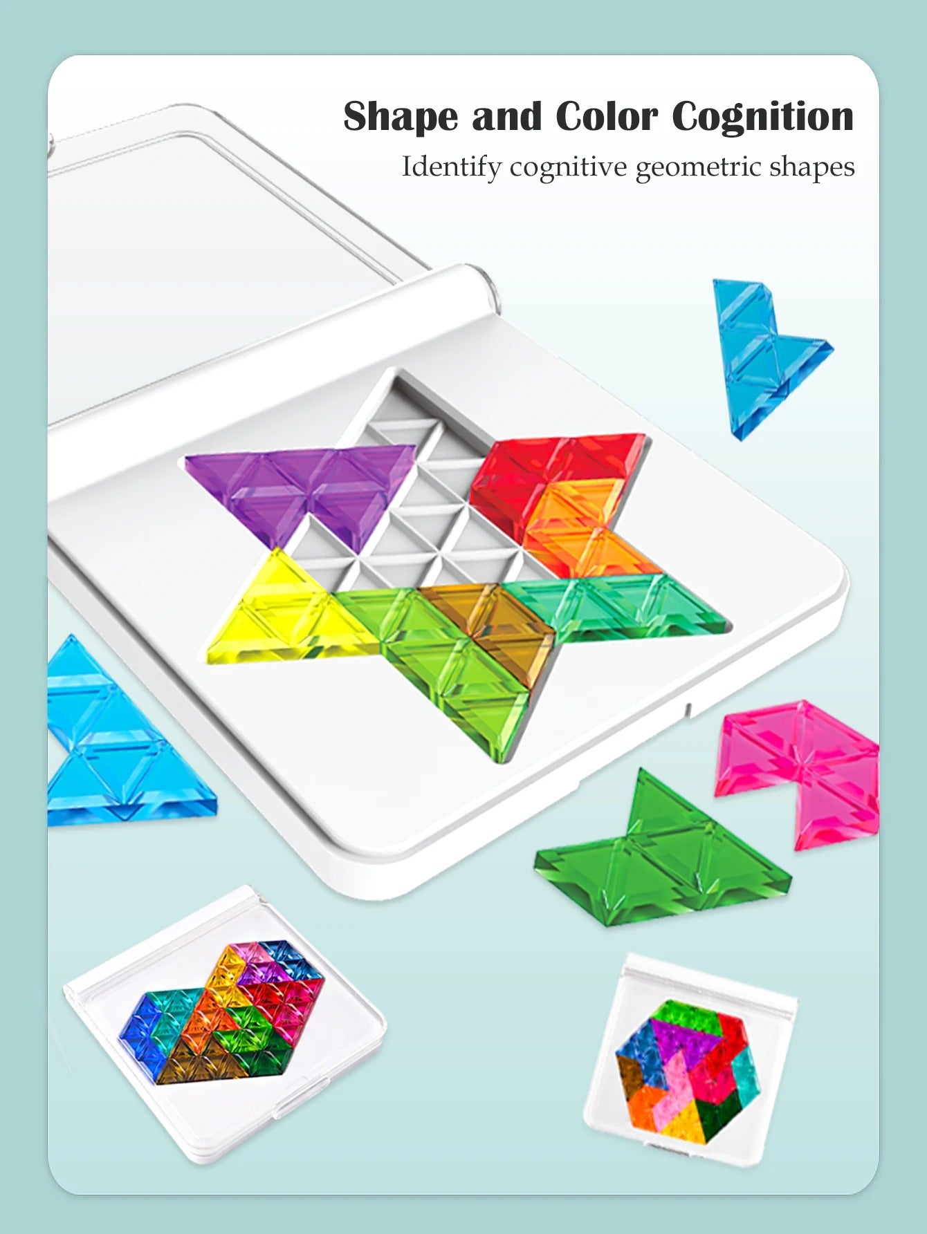 Advanced Logic Puzzle Tabletop Game for Kids, Shape & Color Brain Training Toy, Logical Thinking Skills, Ages 5–10