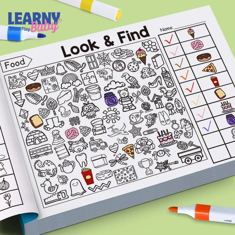 Children's Search for Items Game & Coloring Book - Enhance Visual Perception, Focus, Attention, and Handwriting Skills for Kids 3+