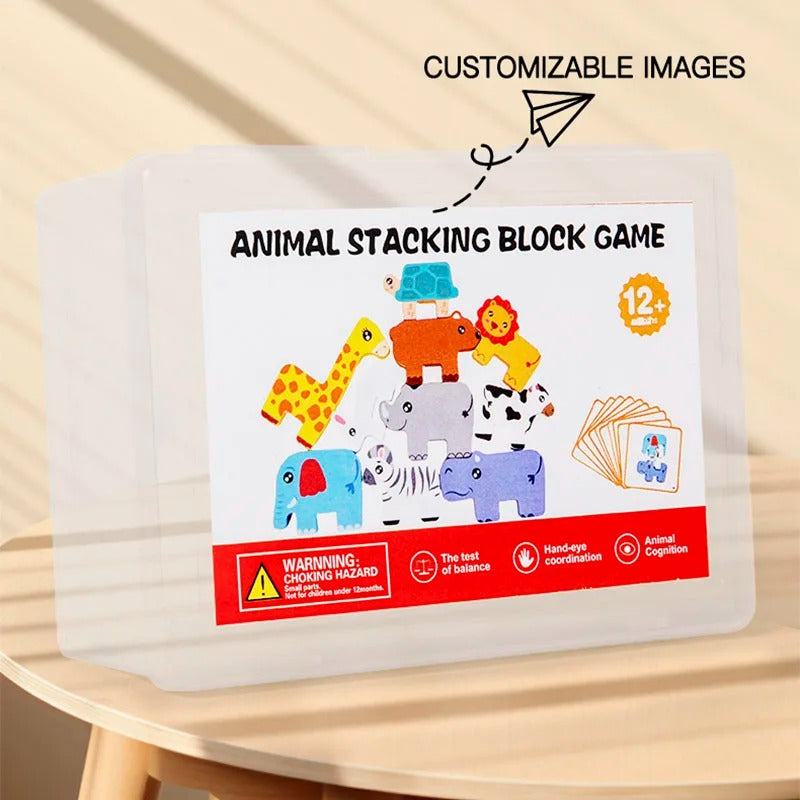 Wooden Animal Stacking Balance Toy, Montessori Shape Matching Puzzle, Fine Motor & Logic Skills, Ages 2–5