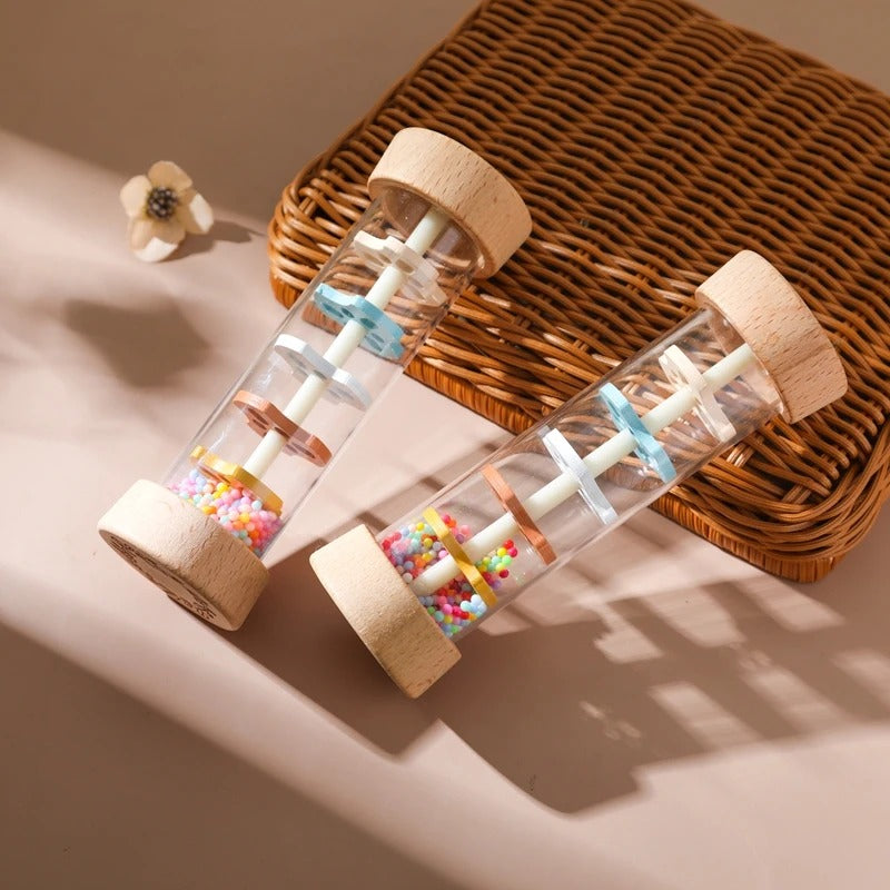 Montessori Wooden Rain Stick Toy for Babies, Sensory Rattle Music Toy, Baby Sound Tube, Early Sensory Development Toy