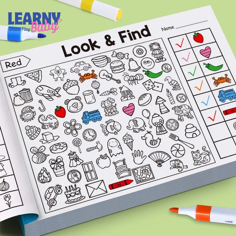 Children's Search for Items Game & Coloring Book - Enhance Visual Perception, Focus, Attention, and Handwriting Skills for Kids 3+