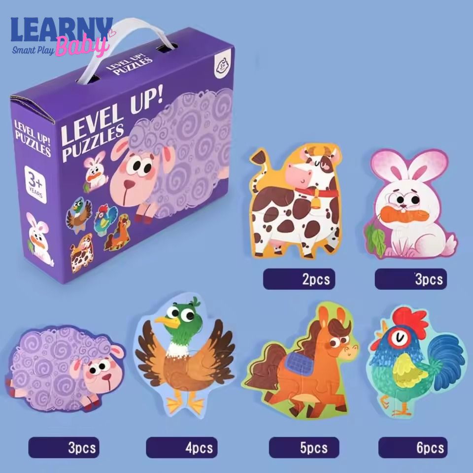 6-in-1 Marine Animal Wooden Puzzle Set for Kids Ages 3-6 – Large Block Ocean Animal Jigsaw Toy in Handheld Gift Box, Early Learning Educational Birthday Gift
