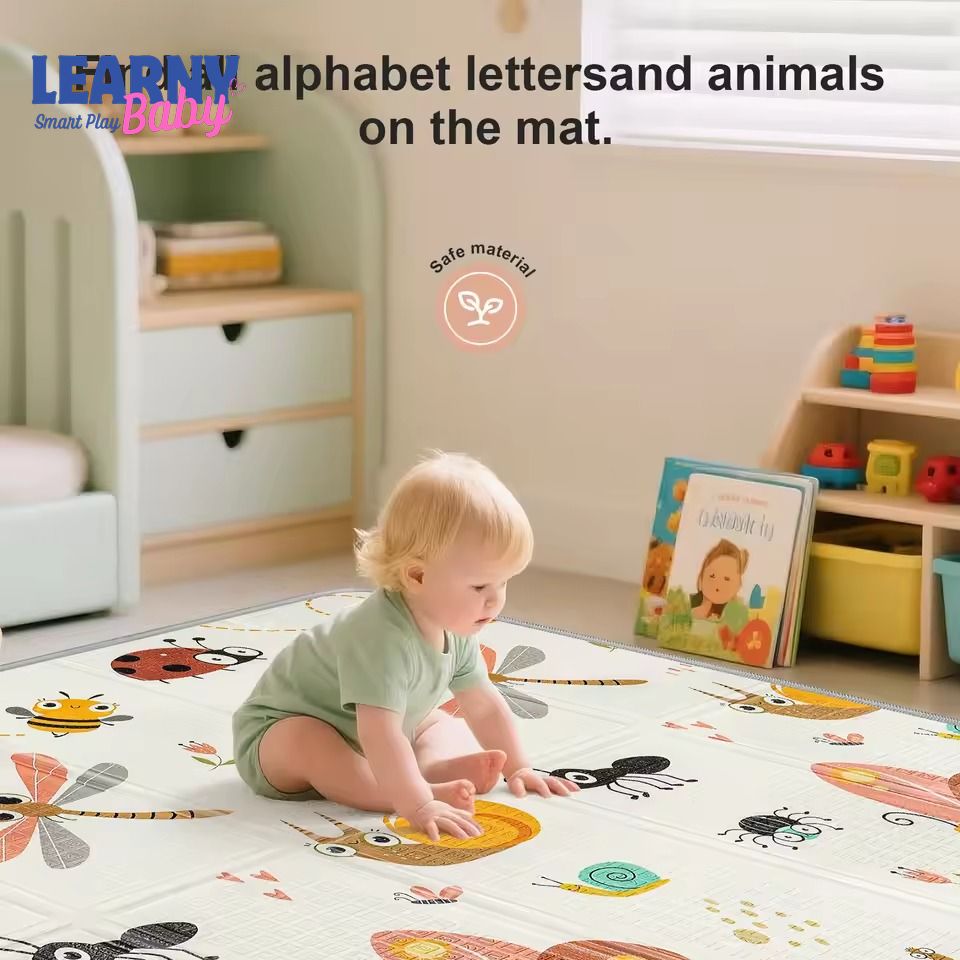 Foldable Baby Play Mat -  50X50 Waterproof Playpen Mat for Babies and Toddlers Kids, Safe Foam Playmat for Tummy Time