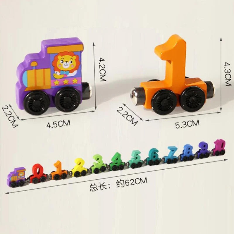 Montessori Wooden Magnetic Number Train Toy for Kids, Counting Learning Train Set, Educational Math Toy, Preschool Number Recognition Toy