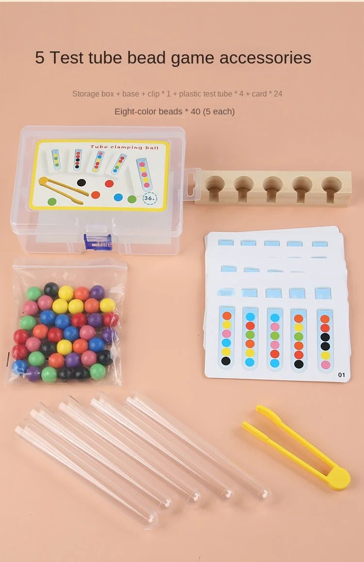 Montessori Educational Toy for Kids, 1/5 Tube Clip Beads Logic and Concentration Fine Motor Skills Training Game