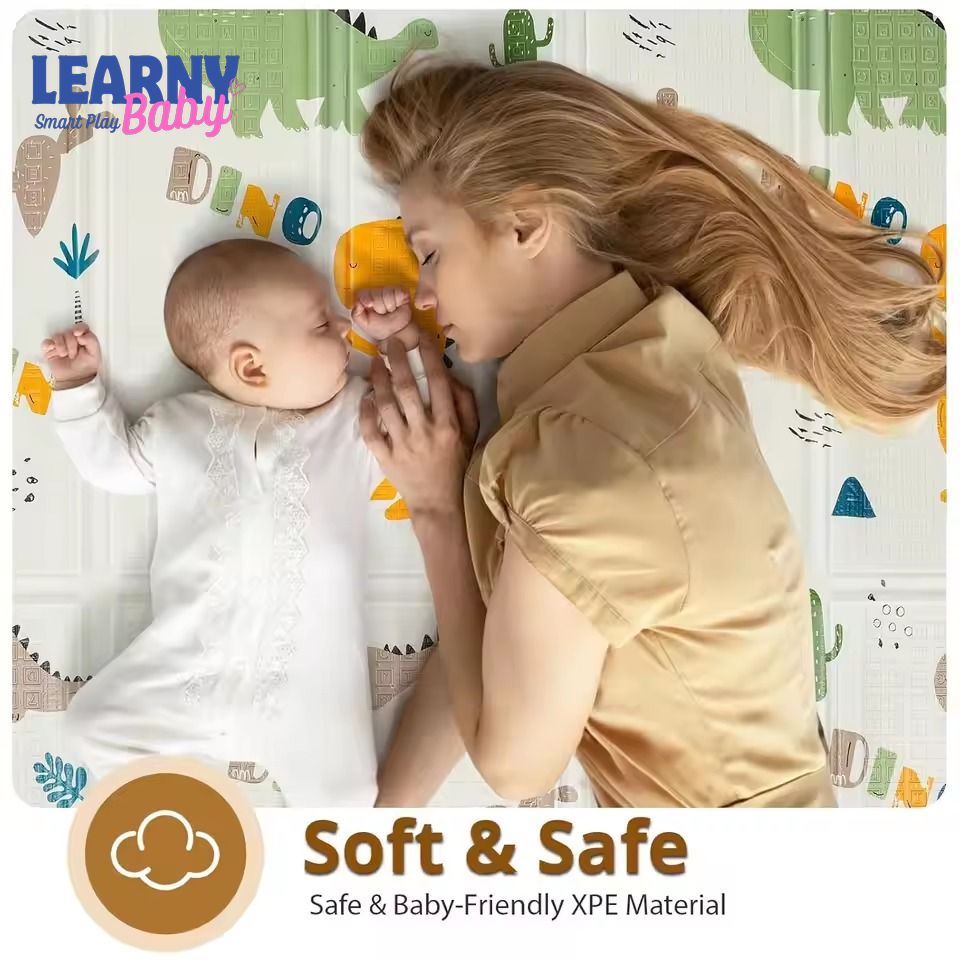 Foldable Baby Play Mat,  0.6in Thick Waterproof Playmats for Babies and Toddlers Kids, Safe Foam Playmat for Tummy Time