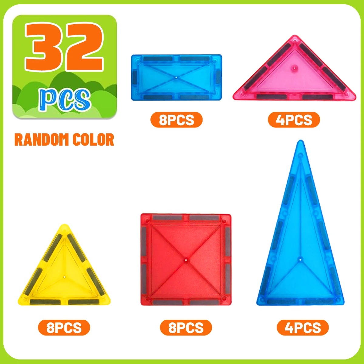 Magnetic Building Blocks Construction Set – STEM Montessori Sensory DIY Toy, Creative Learning & Spatial Skills, Ages 3–8