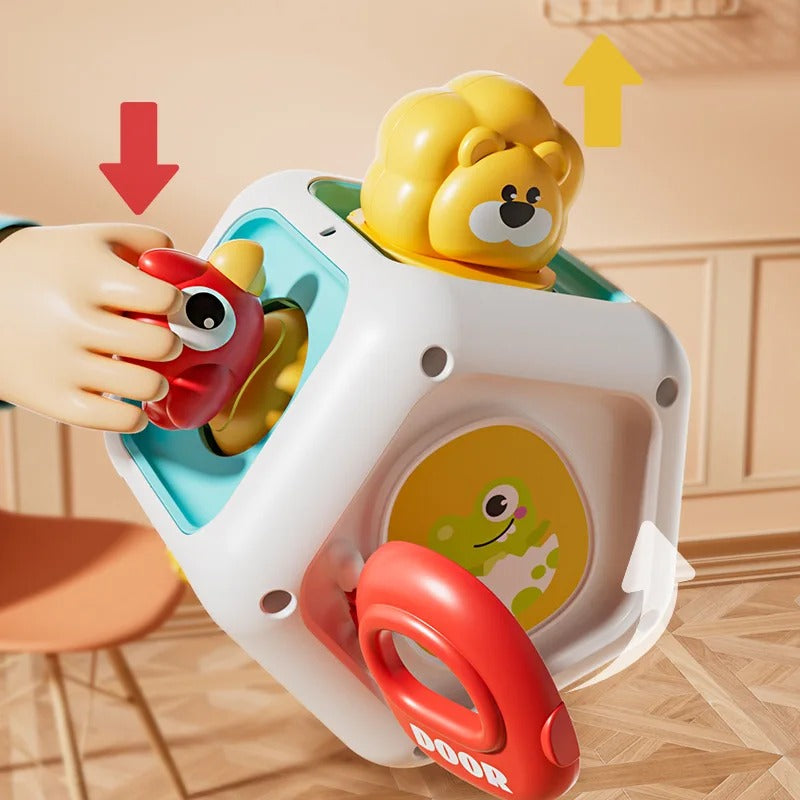 Baby Busy Board Cube Sensory Toy – Educational Toddler Learning Activity Box with Locks, Fine Motor Skills Travel Toy