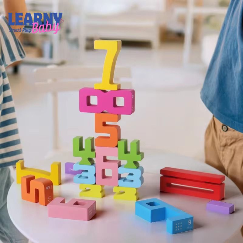 Montessori Wooden Number Blocks Puzzle – Stacking & Logic Brain Teaser Toy | Early Learning & Fine Motor Skills, Ages 2–5