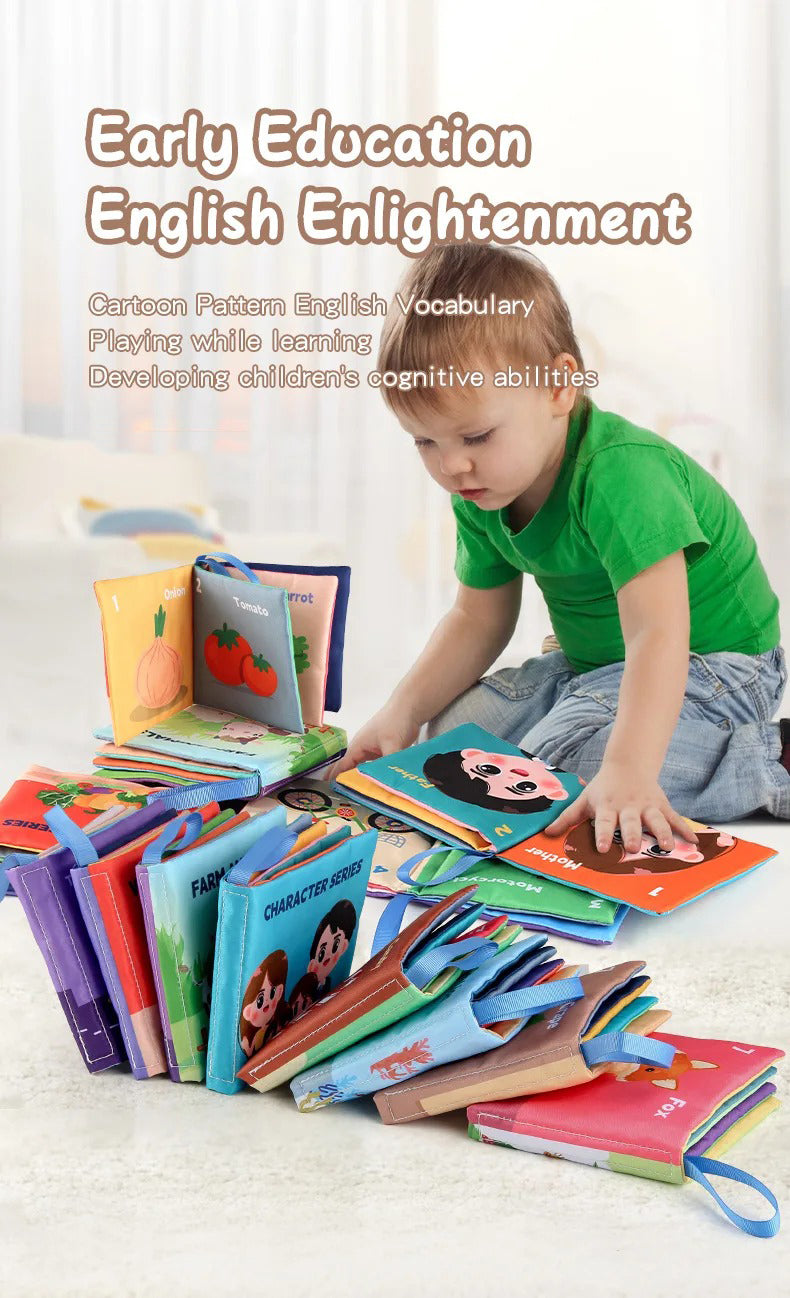 Montessori Soft Sensory Baby Book 3D Touch & Feel, High Contrast Cloth Book, Early Learning Toy LBBB01