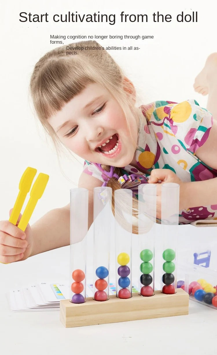 Montessori Educational Toy for Kids, 1/5 Tube Clip Beads Logic and Concentration Fine Motor Skills Training Game